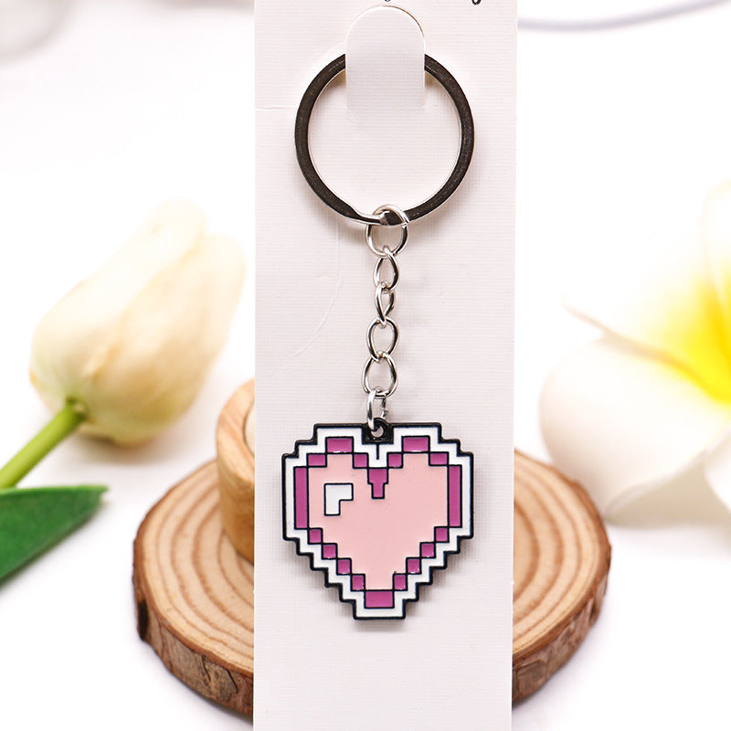 Wholesale Pixel Love Metal Keychains